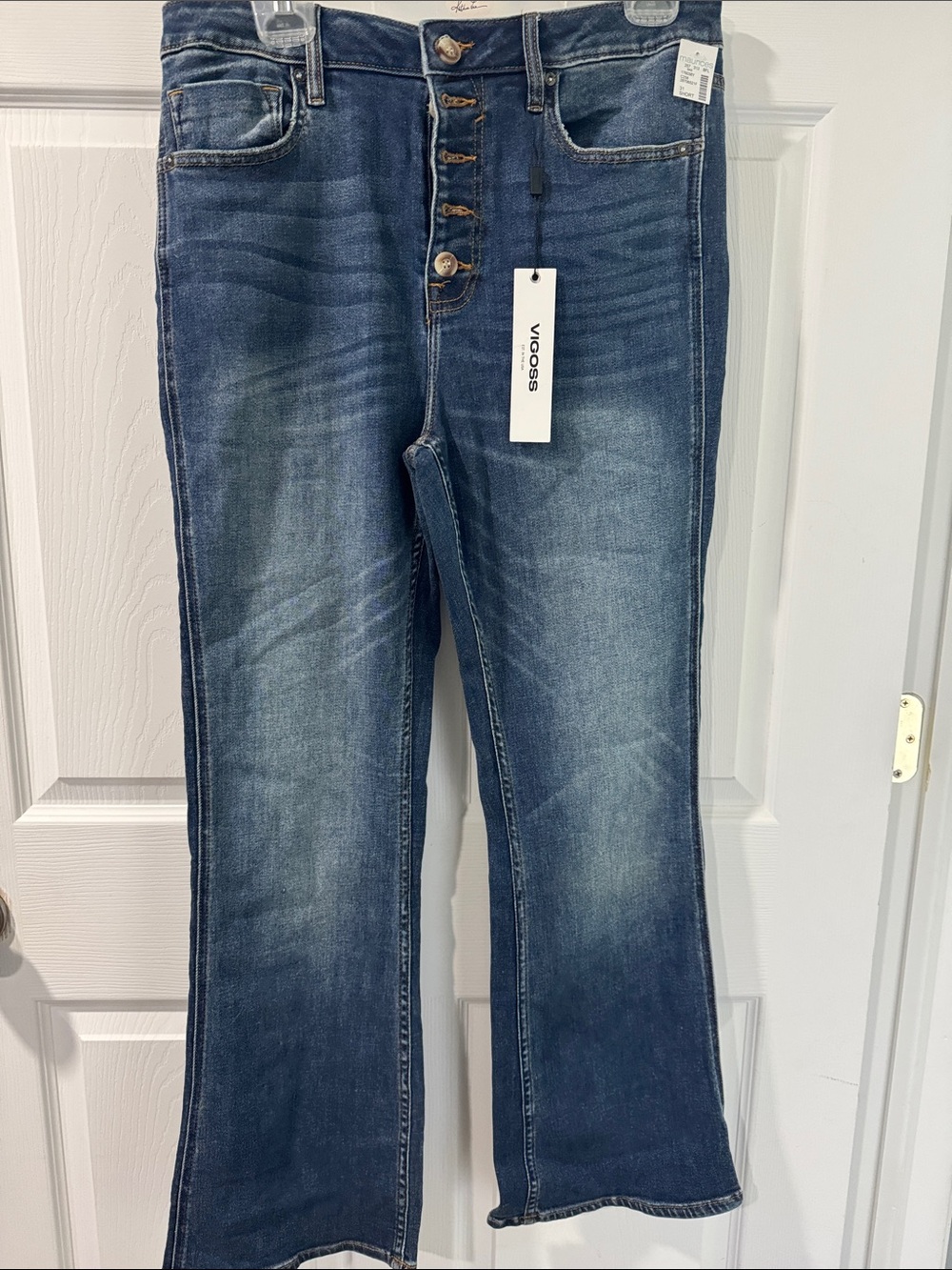 Vigoss Women's Medium Blue Flared Button-Fly Jeans
